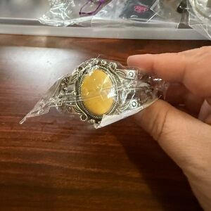 Vintage Silver and Yellow Stone Bracelet